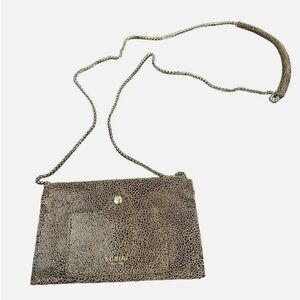 SORIAL Metallic Shimmer Leather and Long Chain Crossbody Bag